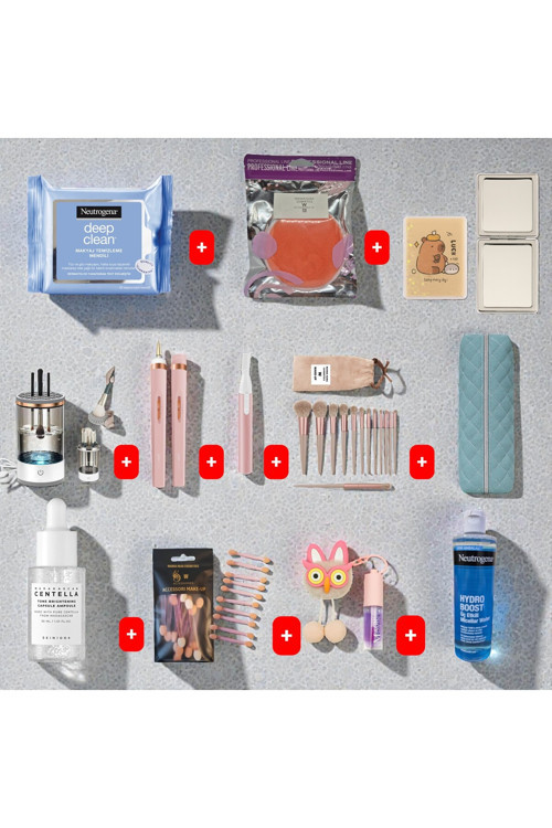 MAKYAJ & CİLT BAKIM SETİ – PROFESYONEL LUX GÜZELLİK RUTİNİ (12 PARÇA) YENİ YIL HEDİYE SETİ