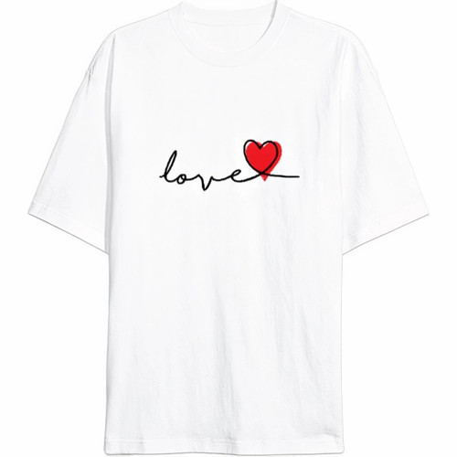 MDB evgililer Günü İçin Özel Tasarım ove Baskılı Tshirt Beyaz