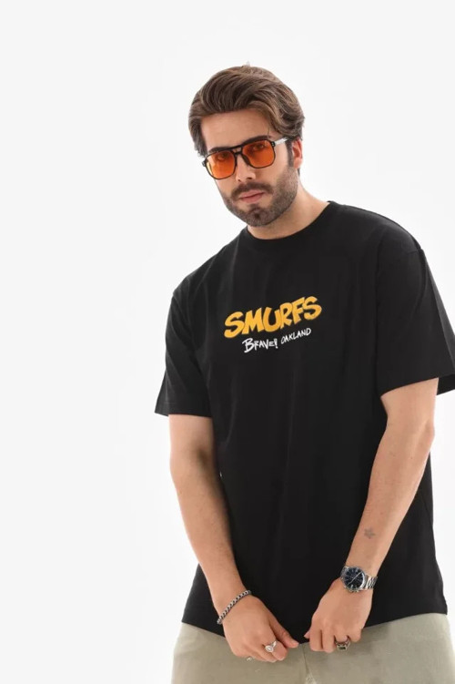 MDB Unisex Bisiklet Yaka Baskılı Oversize Thirt iyah
