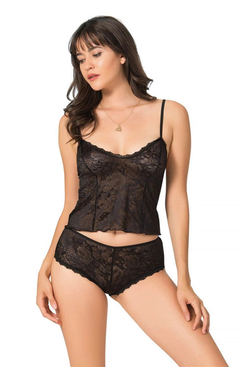 MDB MdbShop Siyah Jakarlı Babydoll Şort Takımı