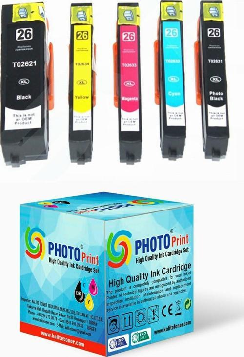 Epson T1291-1292-1293-1294 Uyumlu Yüksek Kapasite 4 Renk Muadil Kartuş Takım