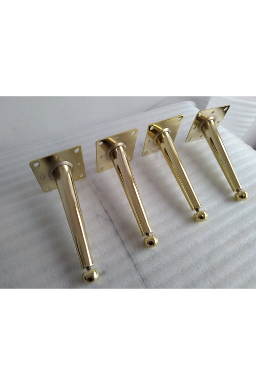 4 Adet-20Cm-Kanepe Ayağı, Tv Ünitesi Ayağı, Metal Ayak, Gold Renk Kaplama