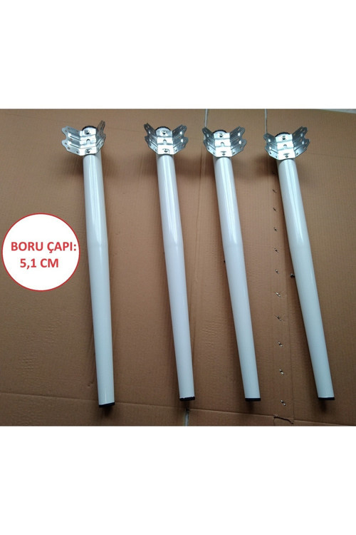 4 Adet-Metal Konik Ayak, Beyaz Renk Masa Ayağı( Üst Çap:5,1 Cm)