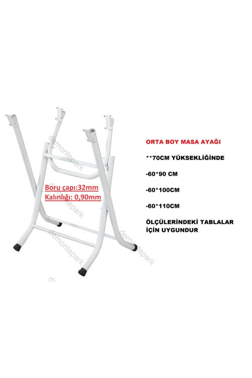 Katlanır Masa Ayağı-Orta Boy-Beyaz Renk