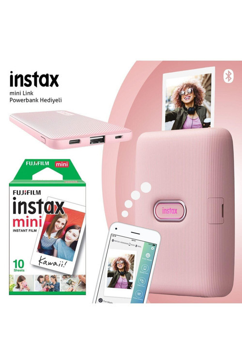 Instax Mini Link Pembe Akıllı Yazıcı - 10'lu Mini Film ve Powerbank