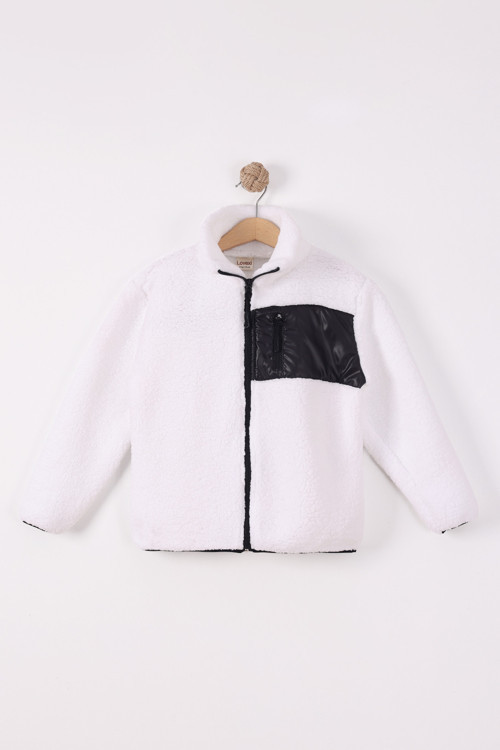 Çocuk Lastik Manşetli Fermuarlı Unisex Kuzu Wellsoft Peluş Ceket