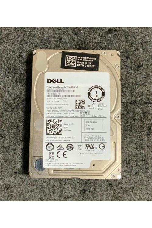 Dell Enterprise HDD V3 1TB 7.2K SAS 2.5\" 12Gbps ST1000NX0453 0Y982C REFRUBISHED