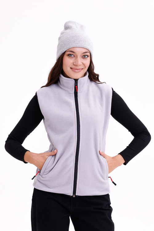 Kadın Slim Fit Tam Fermuarlı Polar Yelek