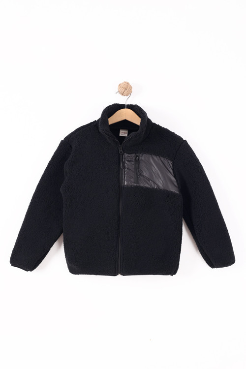 Çocuk Lastik Manşetli Fermuarlı Unisex Kuzu Wellsoft Peluş Ceket