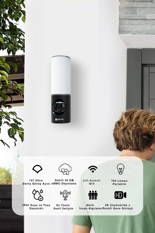 LC3 Duvar Tipi Güvenlik Kamerası – Full HD, LED Işıklı, İki Yönlü Ses | Fynix Teknoloji