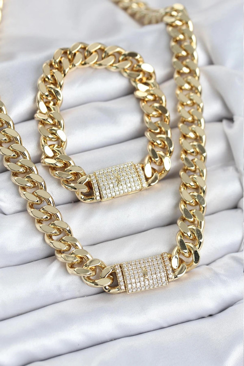 Xuping Gurmet Gold Renk Kolye ve Bileklik Seti