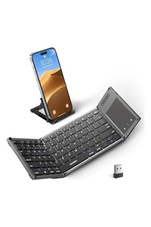 Dokunmatik Yüzeyli Katlanabilir Bluetooth Klavye Dark Gray