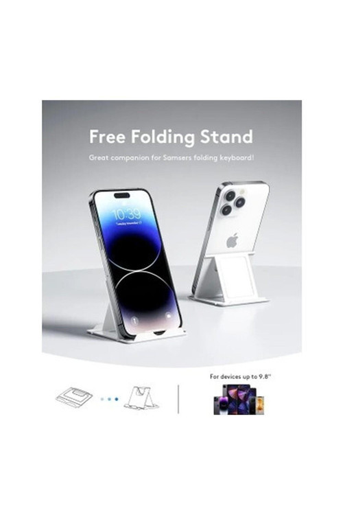 Katlanabilir Bluetooth Klavye (Stand Tutuculu) Sky Blue Bt x 3