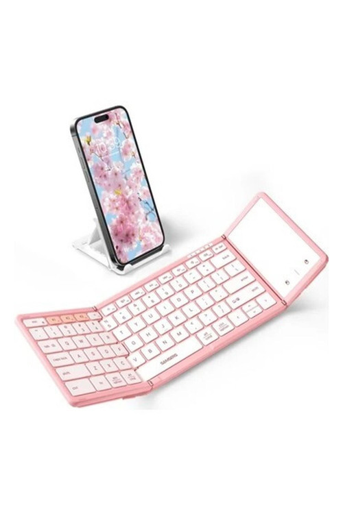 Touchpadli Katlanabilir Bluetooth Klavye Cute Pink