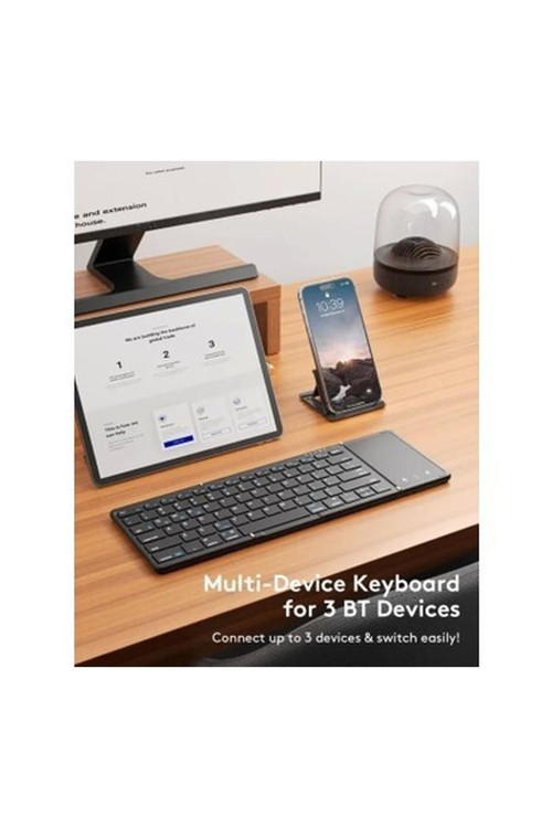 Touchpadli Katlanabilir Bluetooth Klavye Refined Black
