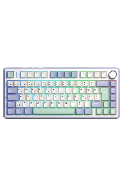 F75 Mekanik Rgb Tkl Graywood V4 Switch Kablosuz Makrolu Hot Swap Türkçe Q Klavye Pastel