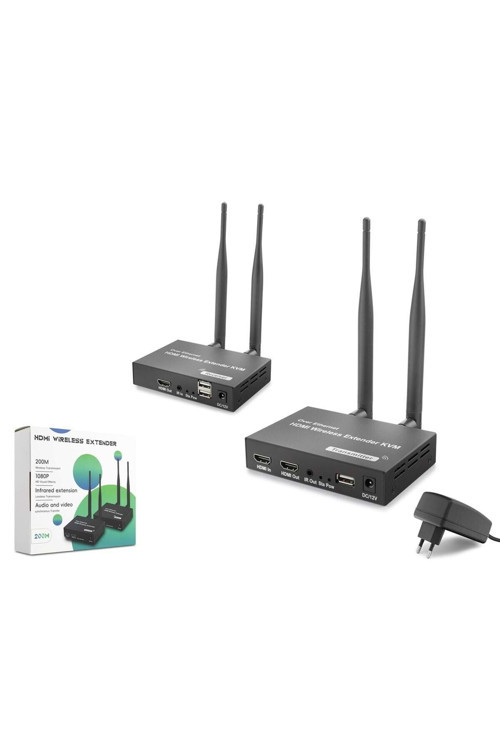 Hdx1383 Hdmi Kvm Extender Loop-Out Kablosuz 1080P 200M Siyah