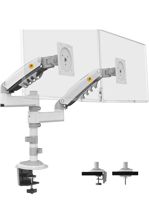 North Bayou Nb H180 17-27\" Çift Kol 2-9 kg Amortisörlü Monitör Standı (Beyaz)