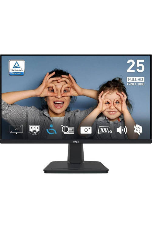 MSI 25\" PRO MP251 Kurumsal Monitör, Flat, FHD, IPS, 100Hz, 1ms, Anti-Glare, Siyah