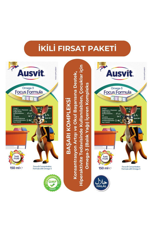 Kids Omega 3 ve Focus Formula Şurup – 2 Kutu - Omega 3 içeren Konsantrasyon Formülü Şurup 150mL