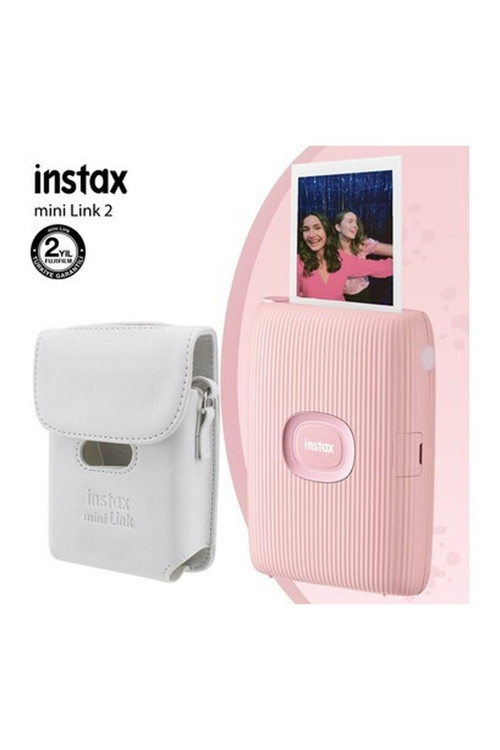 Instax Mini Link 2 Toz Pembe Akıllı Telefon Yazıcısı ve Deri Kılıf