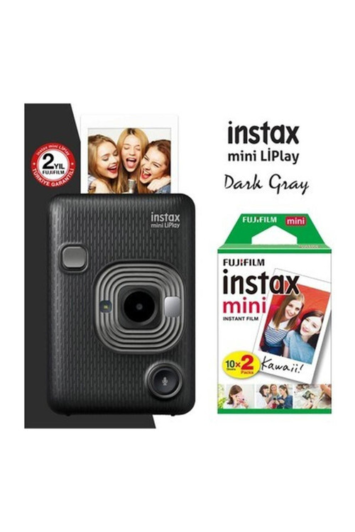 Instax Mini Liplay Hybrid Dark Gray Fotoğraf Makinesi 20LI Mini Film