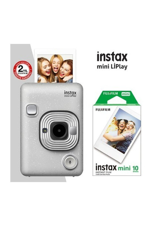 Instax Mini Liplay Hybrid Stone White Fotoğraf Makinesi 10'lu Mini Film