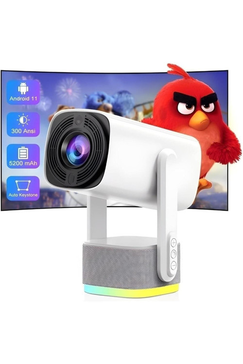 4K Kablosuz Projektör Ultra Hd 4 Saat Şarj Kapasitesi 300 ANSI Wifi 6 Bluetooth 5.2Uzaktan Kumandalı