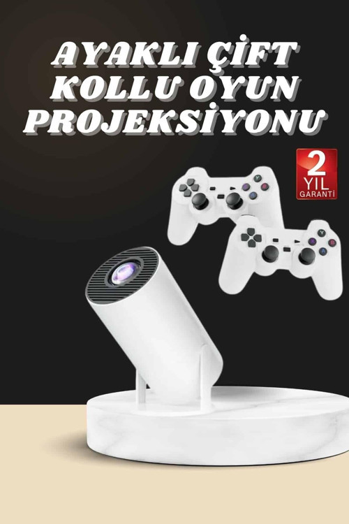 ALLZEY Projeksiyon Cihazı Video Oyun Konsolu Projektör Taşınabilir Ayaklı Çift Kollu 4K Çözünürlük