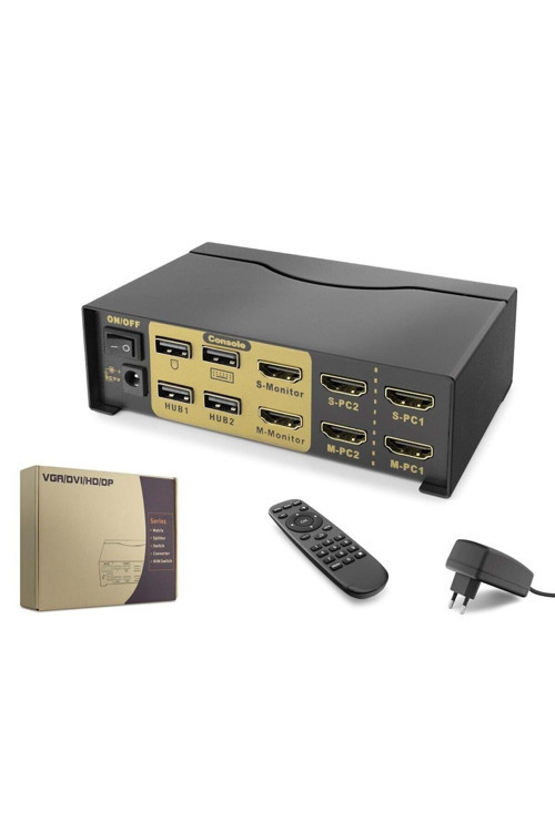 Hdx1376 Hdmi Kvm Switch Dual Monitör 2+2 Hdmi / 2+2 Usb Port Kablolu Siyah