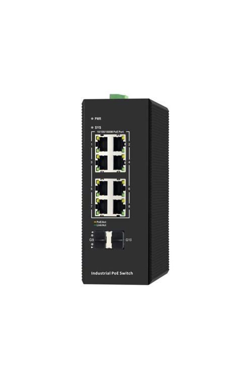8 Port 10/100/1000 +2 Ge Sfp Endüstriyel Poe Switch