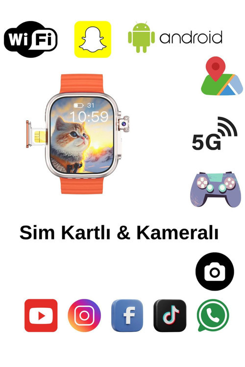HW S10 CALL 5G Android AMOLED Ekran GPS, NFC, Kamera Yapay Zeka Destekli Akıllı Saat BTK Kayıt