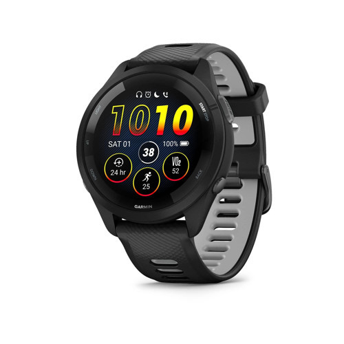 Forerunner 265 Çalışan Akıllı Saat, Renkli AMOLED Ekran, Eğitim Ölçümleri ve Kurtarma Analizleri, Siyah ve Toz Gri
