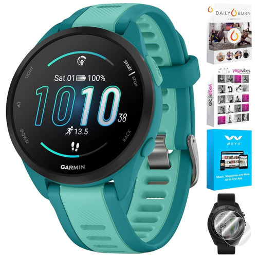 010-02863-32 Forerunner 165 Music Akıllı Spor Saat, Turkuaz + Aqua | Resmi ABD Ortak Modeli | Deco Essentials 2'li Paket Ekranlı Paket ...