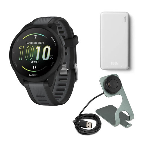 Forerunner 165 GPS Koşu Akıllı Saati (Siyah ve Barut Grisi) Paketi, Silhouette 6.000mAh Taşınabilir Aksesuar (Beyaz) ve Taşınabilir Odak Kamerası ile birlikte...