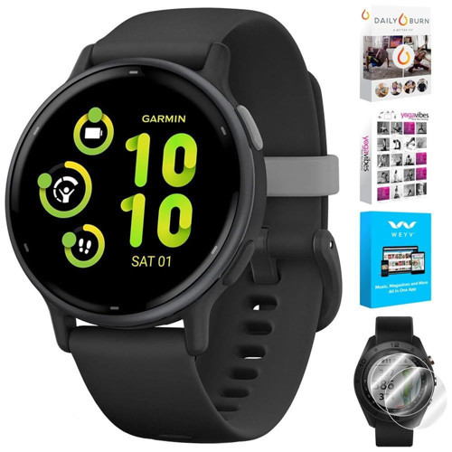 010-02862-10 Vivoactive 5 Fitness Akıllı Saat, Siyah | Resmi ABD Ortak Modeli | Deco Essentials 2'li Paket Ekran Koruyucu ve Teknolojiyi içeren paket...