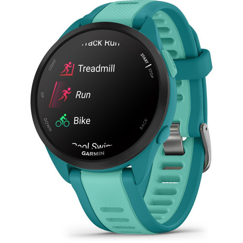 Forerunner® 165 Müzik, Akıllı Koşu Saati, Renkli AMOLED Ekran, Egzersiz Ölçümleri ve Dinlenme Analizleri, Bileğinizde Müzik, Turkuaz