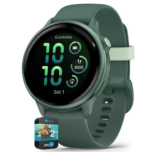 010-02985-02 VIVOACTIVE 6 Sağlık ve Fitness GPS'li Akıllı Saat Jasper Green Silikon Bant Paketi ve 2 YR CPS Gelişmiş Koruma Paketi