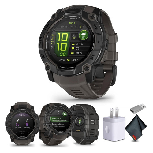 Instinct 3 50mm, AMOLED, Dış Mekan GPS Akıllı Saat, 7/24 Sağlık İzleme, 24 Gün Pil Ömrü, Dahili El Feneri, Kömür (010-03020-00) ...