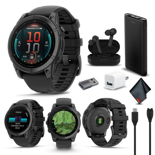 Fenix E 47MM AMOLED Premium Çoklu Spor GPS Akıllı Saat, 16 Gün Uzun Ömürlü Pil Ömrü, Siyah Silikon Bantlı Barut Grisi Çelik, Fitness ve ...