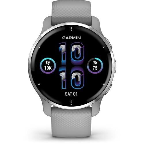 Venu 2 Plus, Çağrı ve Mesaj Özellikli GPS Akıllı Saat, Gelişmiş Sağlık İzleme ve Fitness Özellikleri, Gri Bantlı Gümüş