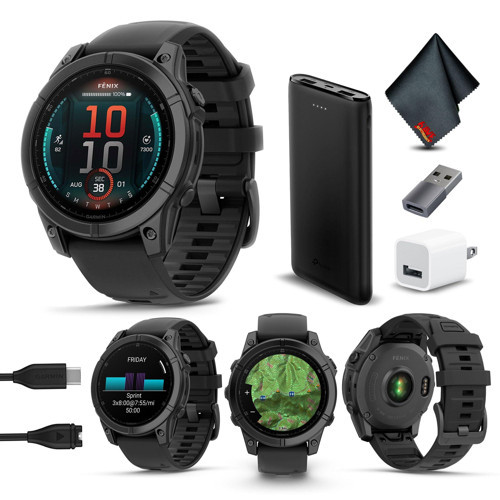 Fenix E 47MM AMOLED Premium Çoklu Spor GPS Akıllı Saat, 16 Gün Uzun Ömürlü Pil Ömrü, Siyah Silikon Bantlı Barut Grisi Çelik, Sağlık ve Sağlık...