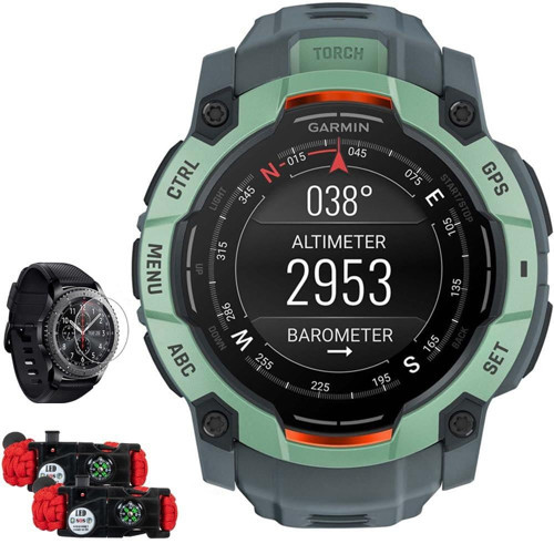 Instinct 3-50 mm Dış Mekan GPS Akıllı Saat, AMOLED, Alacakaranlık Bantlı Neo Tropic 010-03020-01 Deco Essentials Ekran Koruyucu ve 2X T ile Paket...