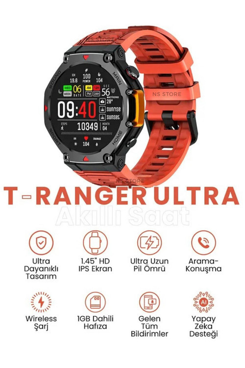 T-Ranger Ultra Outdoor Akıllı Saat | Güçlü Batarya, Suya Dayanıklı, GPS Navigasyon