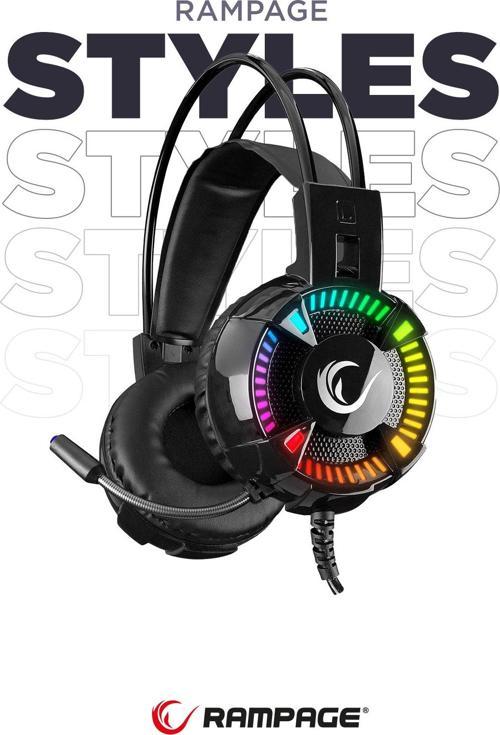 Styles Siyah Usb 7.1 Rgb Ledli Gaming Oyuncu Mikrofonlu Kulaklık