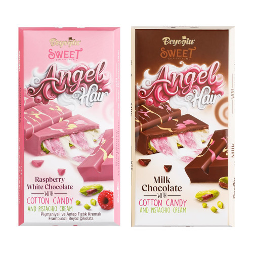 Angel Hair Antep Fıstıklı ve Sütlü Çikolata 170 gr 2 li Karma Set