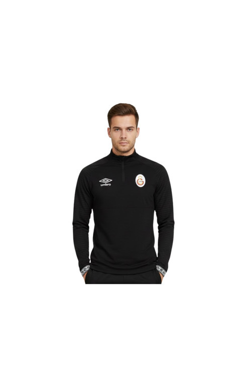 Lisanslı Yarım Fermuar Siyah Sweat