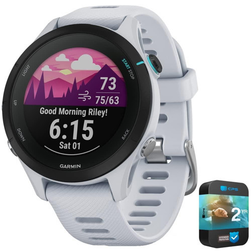 010-02641-21 Forerunner 255 Müzik GPS Smartwatch Whitestone | Resmi ABD Ortak Modeli | 2 YR CPS Gelişmiş Koruma Paketi içeren paket
