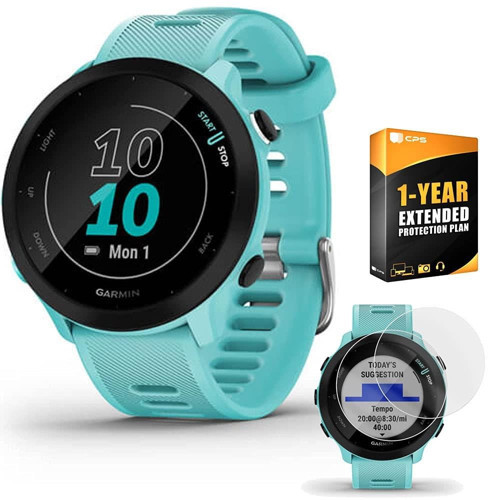 Forerunner 55 GPS Koşu Saati (Aqua) | Resmi ABD Ortak Modeli | 2'li Ekran Koruyucu Paketi içeren Paket