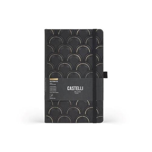 Milano Notebook Mid Ruled Gold Art Deco 13 X 21 Cm